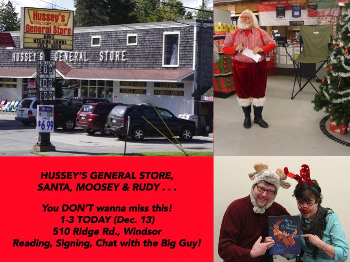 LynnPlourde's tweet photo. Today at #Husseys with @smilingotis and #Santa @islandportbooks #Maine @nErDcampNNE #MElit http://t.co/kBMTDdapTi