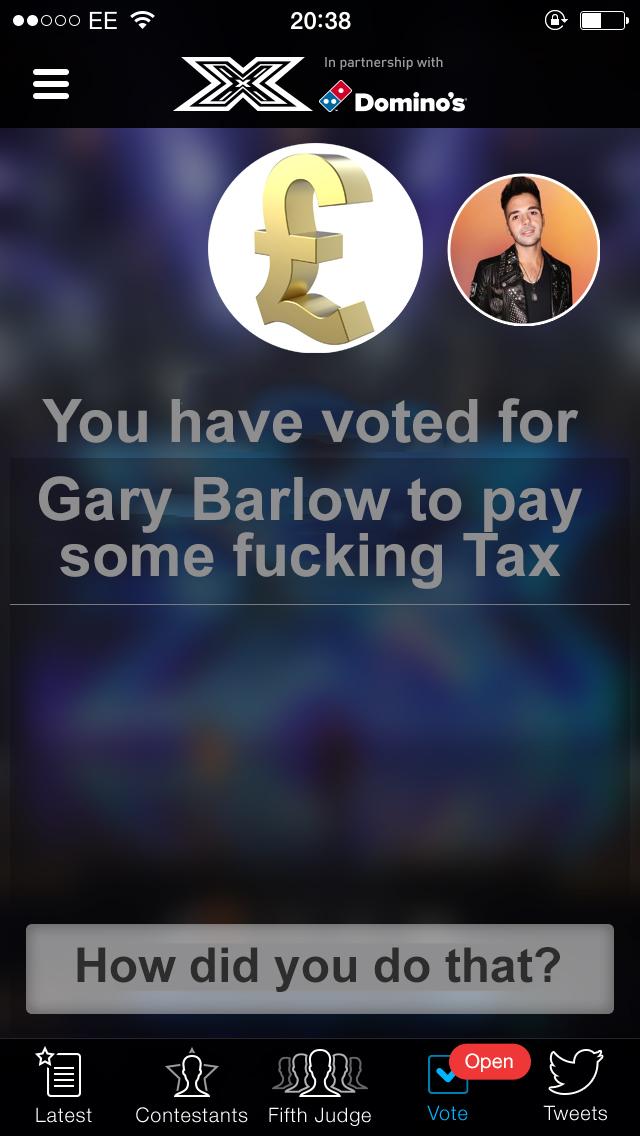 TechnicallyRon's tweet photo. I HAVE VOTED #xfactor http://t.co/QvrvKLW1JV