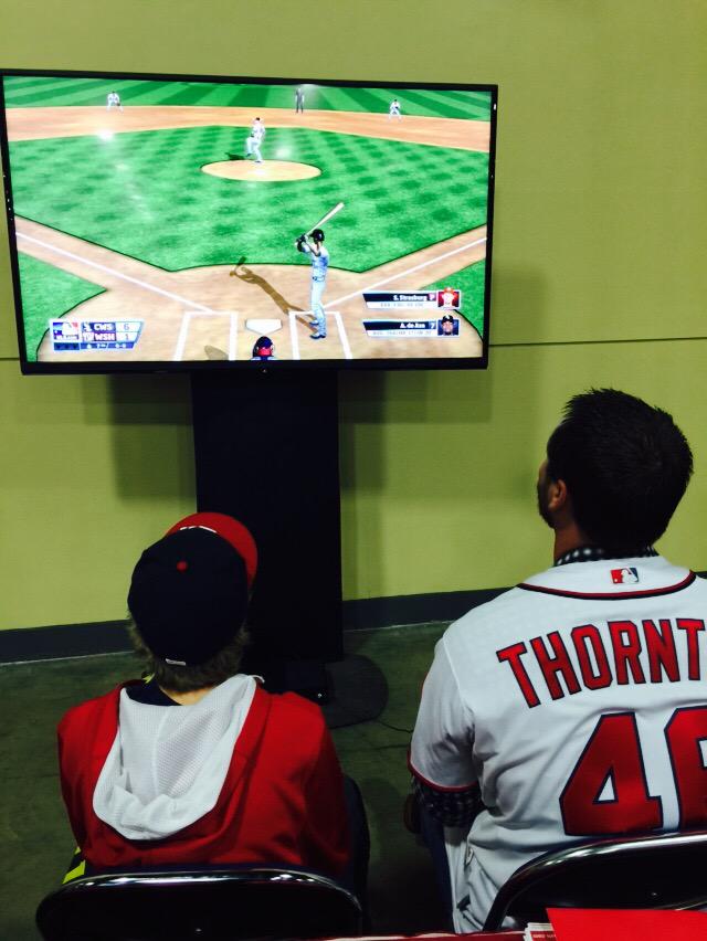 RBIGAME's tweet photo. Thornton #NatsFest playing #rbi14 with @nationals fans. He's up by 5 runs! http://t.co/2gy781EwE1