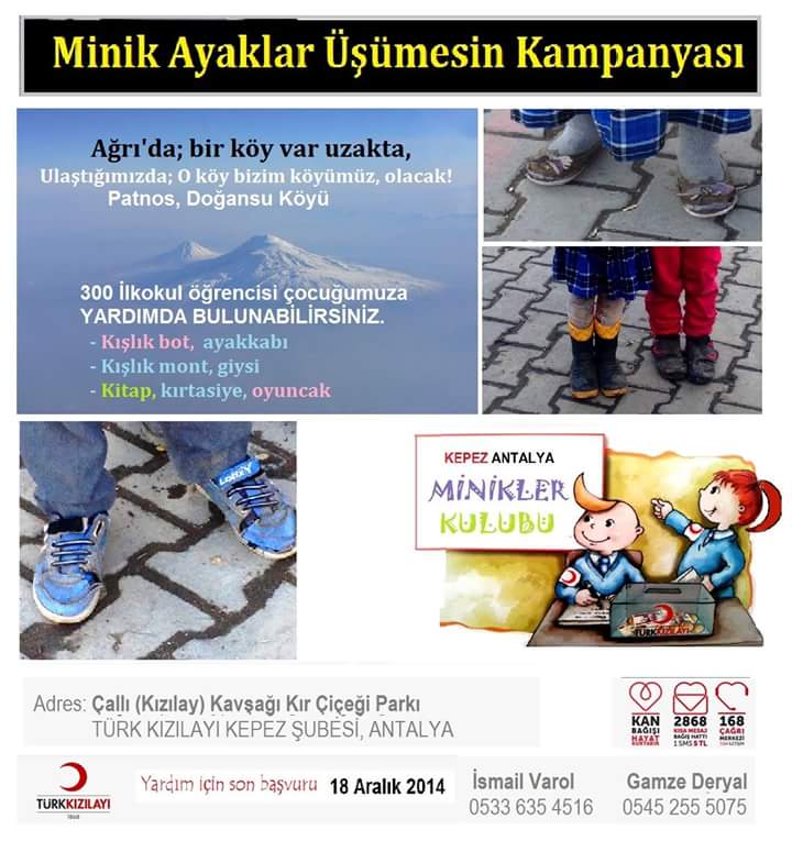 AĞRI'da Minik Ayaklar Üşümesin!
 <a href="/TurkKizilayi/">Kızılay</a> <a href="/HakkiTuruncTK/">İsmailHakkıTurunç</a> <a href="/HTutuncu/">Hakan TÜTÜNCÜ</a> <a href="/AhmetLutfiAkar/">Ahmet Lütfi Akar</a> <a href="/TurkKizilayi/">Kızılay</a> <a href="/mgulluoglu/">Mehmet 🌍</a>