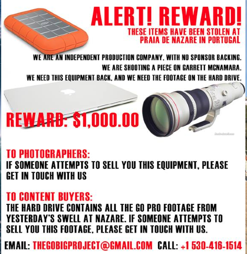 Dave_Mailman's tweet image. To all Euro based surfers &amp;amp; photog/filmer friends, Rocky Romano needs help getting back some gear stolen in Nazaré!