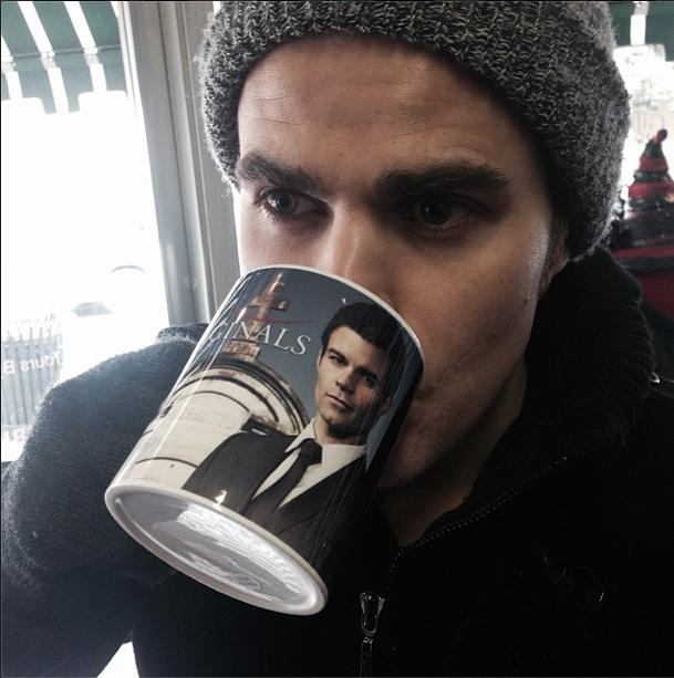 DailyPWesley's tweet photo. He has excellent taste in coffee mugs! All Hail Paul Wesley http://t.co/m3mNSjm4fV
