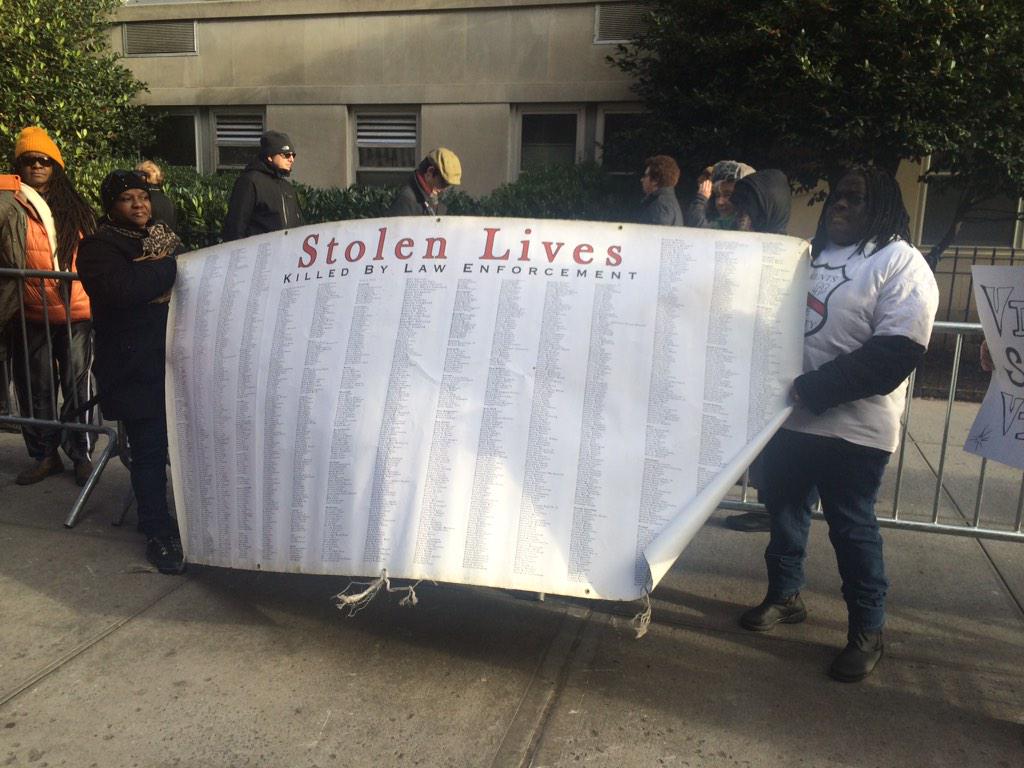 NYCLU's tweet photo. Stolen lives by law enforcement. #BlackLivesMatter #MillionMarchNYC http://t.co/PelalRpUTG
