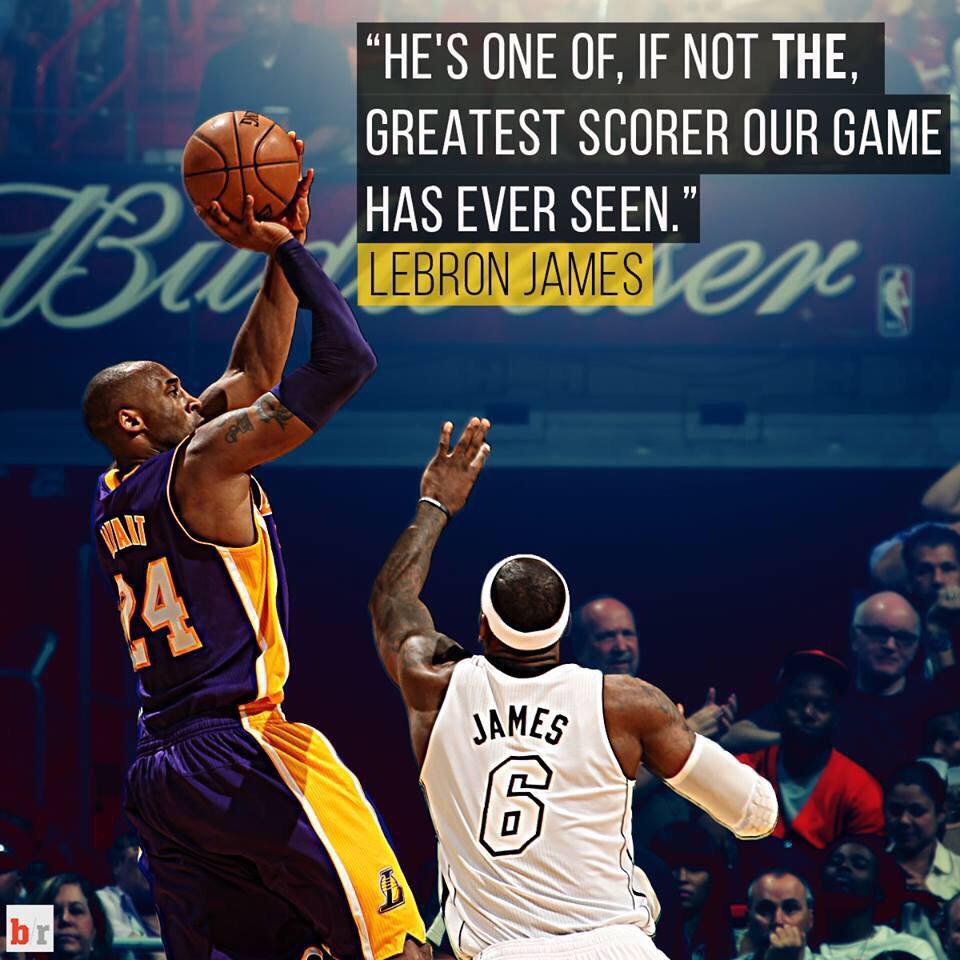 "He's one of, if not the, greatest scorer our game has ever seen." - Lebron James on Kobe Bryant. #Legend 🏀💯