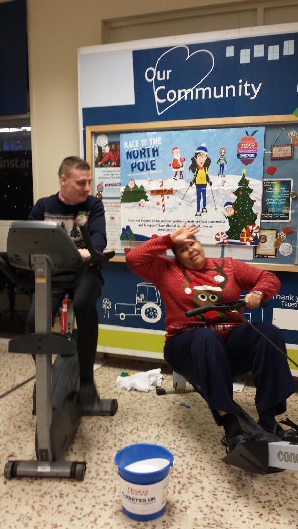 Nadine and mark cycling their way to the north pole at bridgend1 today :)