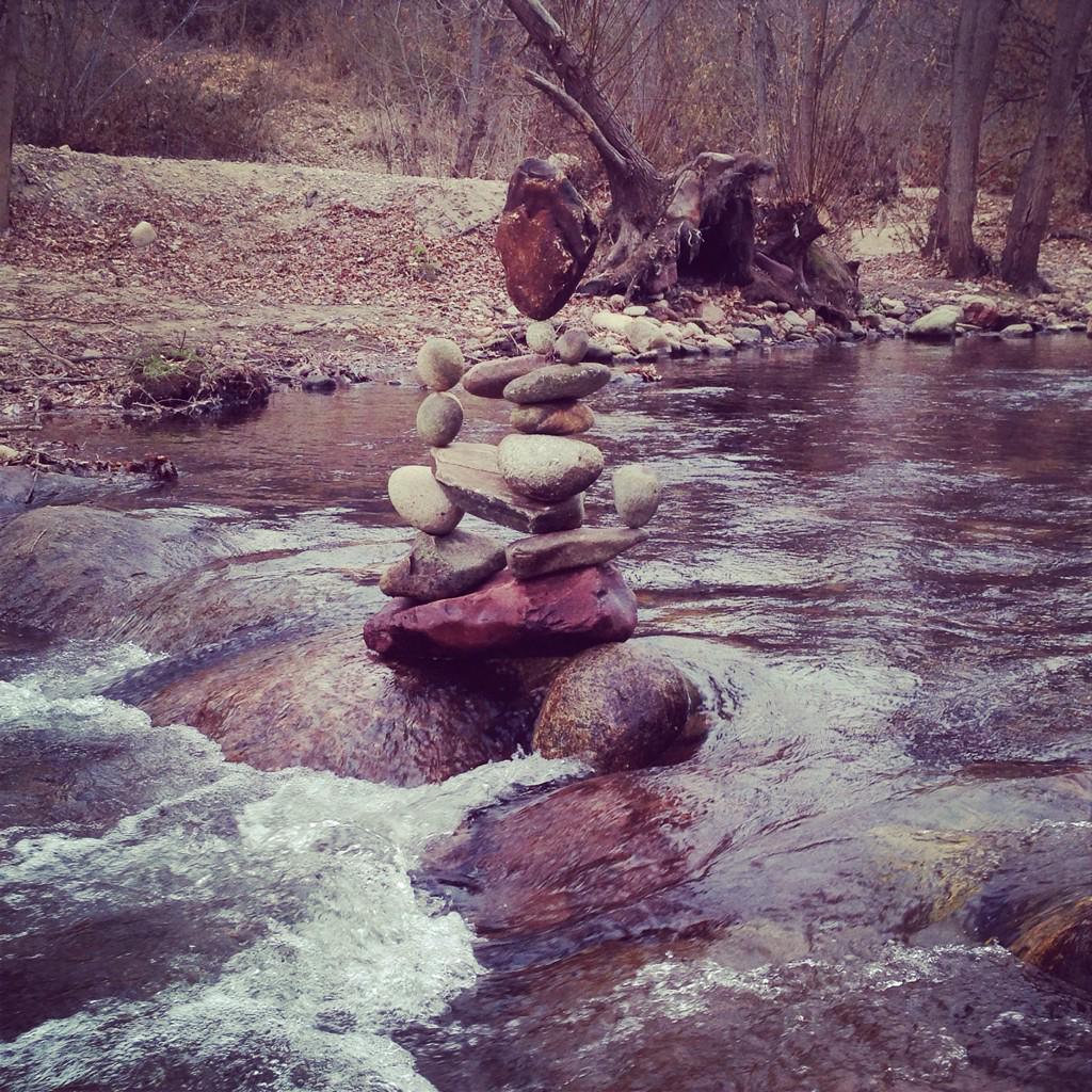 KatelynnatCU's tweet photo. See on my creekside bike ride today. Gotta love Boulder! #rockart #creekpath #boulder http://t.co/6xssLR2LqV