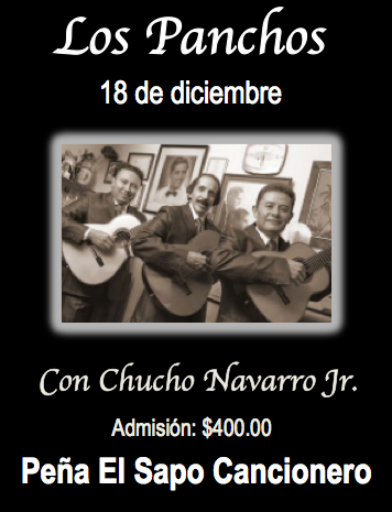 ¡El trío Los Panchos en concierto!
Reservaciones al: 55 10 98 04 25