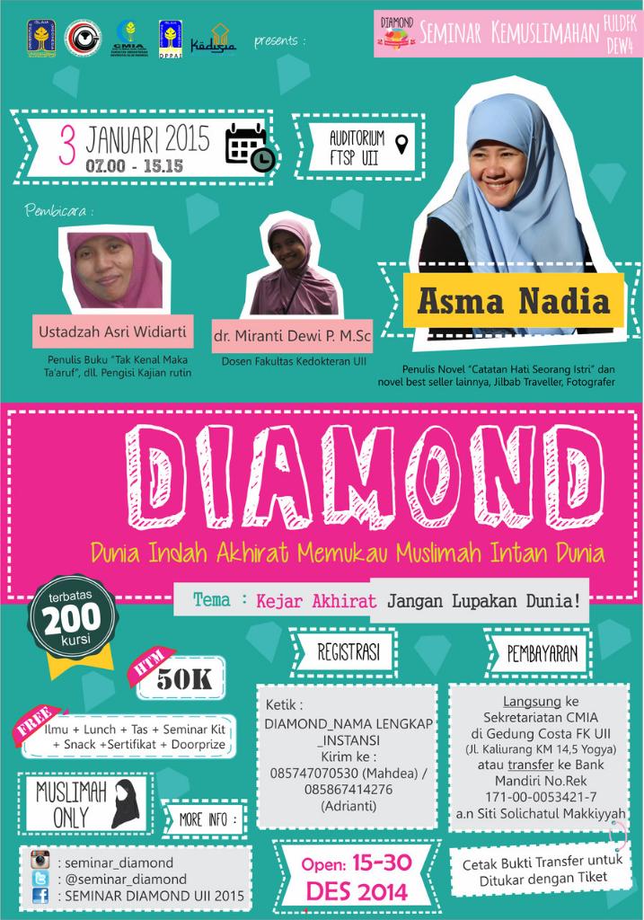 <a href="/HMMKUnsoed/">HMMK Unsoed</a> , SEMUSWIL akan dtg oleh <a href="/Cmia_fkuii/">CMIA FKUII</a> w/ <a href="/asmanadia/">Asma Nadia</a> :D segera kirimkan delegasimu, cek <a href="/seminar_diamond/">DIAMOND 2015</a>