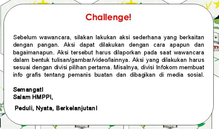 Buat teman-teman yang lolos, ada challenge buat kalian nih :) Seru!