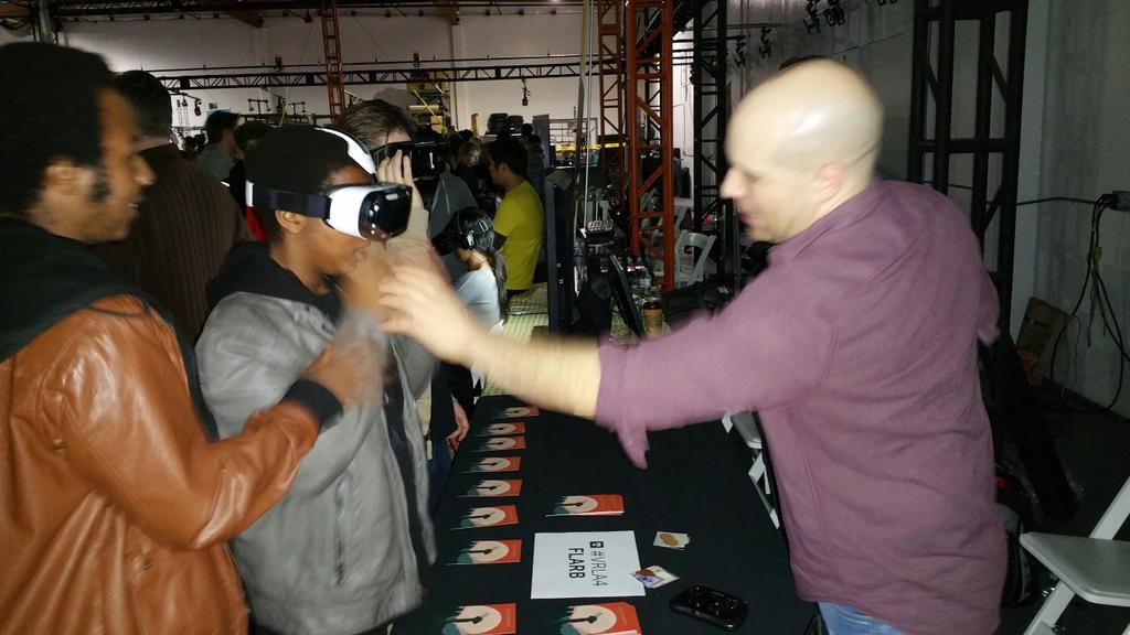 tshakaarmstrong's tweet photo. Unique tower defense game at #vrla4 #VRLA In this one, YOU are the tower! @flarb #vr http://t.co/irz24EYGIy