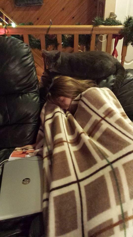 Megan_Leeder's tweet photo. Leo watching over me as I sleep today. Thanks for the creeper shot @KatyLeeder haha #watchkitty #myboy http://t.co/QlD0D1a1SM
