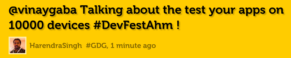 AmitHPanchal's tweet photo. Mr. @harendrasingh is Live Tweeting from #DevFestAhm event by @GDGAhmedabad ! http://t.co/koXSrqVQeQ