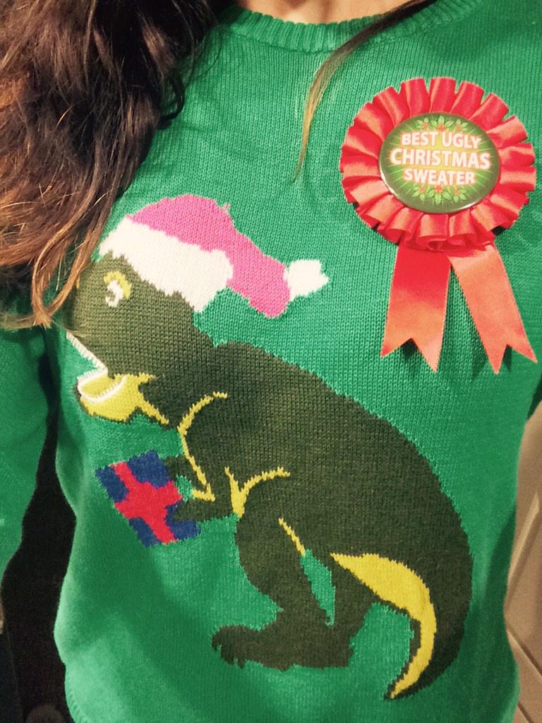 CalamityPanda's tweet photo. Me and my Rex+1 owned the #uglysweater night http://t.co/jqHZHT6gzU