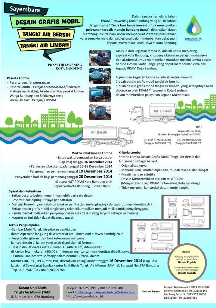 Rangkaian HUT PDAM Tirtawening ke-40; Sayembara Desain Grafis Mobil Tangki Air Bersih dan Mobil Tangki Air Limbah