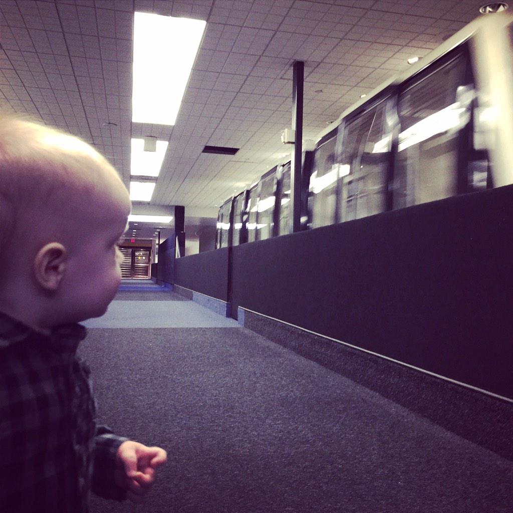 Exploring airport tunnels. Hooray! #RoadTripWithAToddler