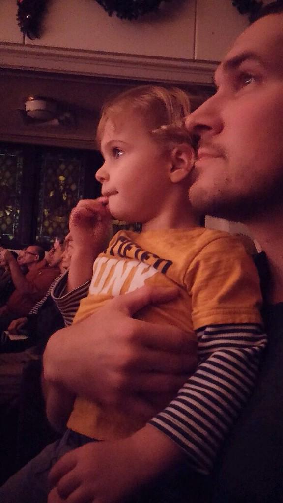 nickgainey's tweet photo. Little man's first concert tonight. Ever since we walked in he keeps whispering "play the drums daddy." #btlog http://t.co/VtMrDPUx1f