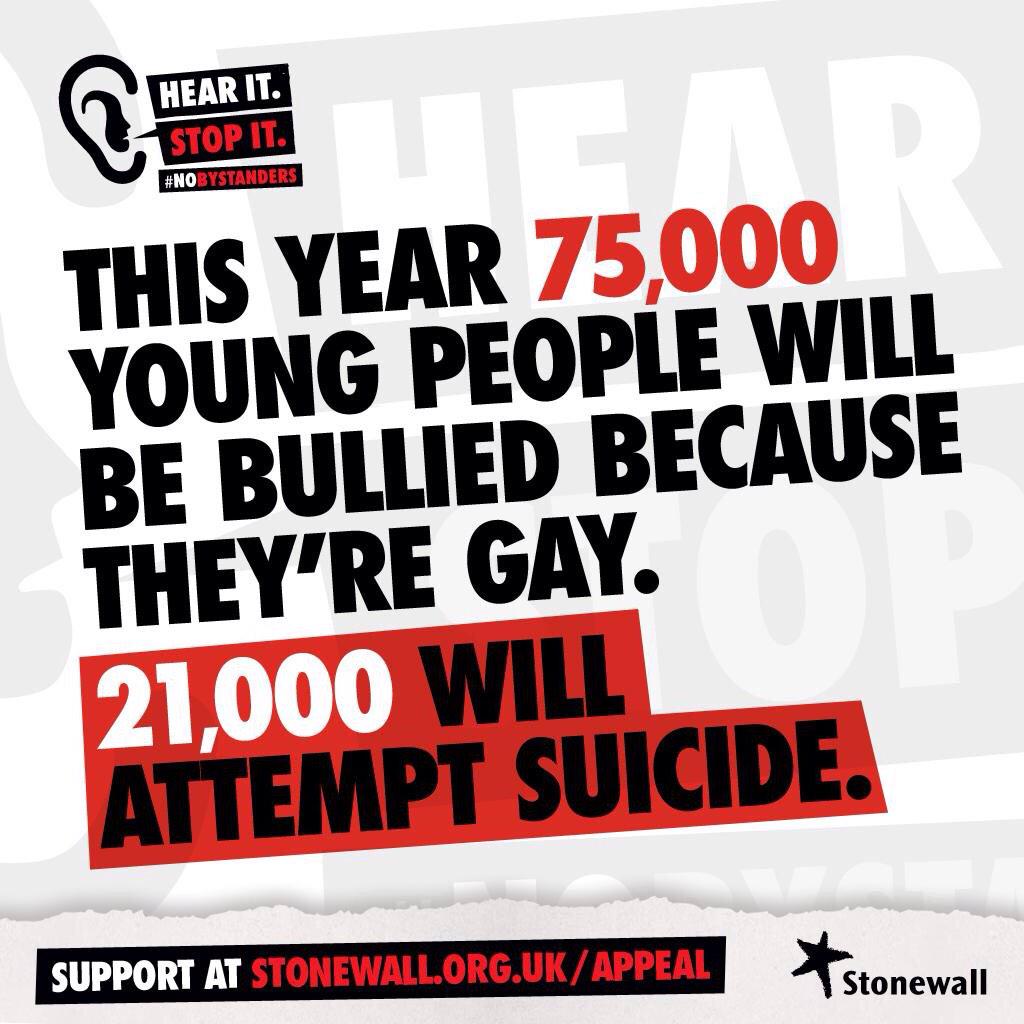 stonewalluk's tweet photo. 75000 young people will be bullied this year because of who they are. Help us end bullying http://t.co/iRQaF3n5Po http://t.co/VODhTGYNKl