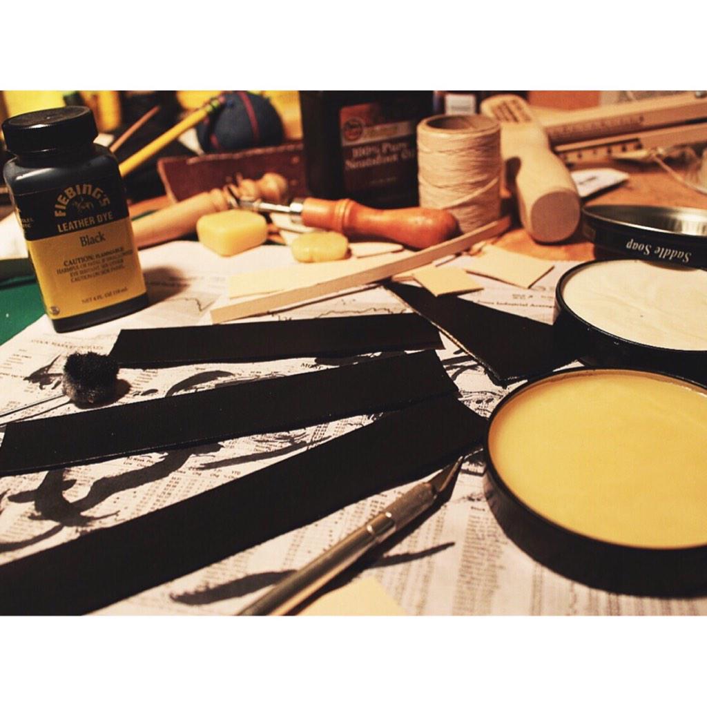 Messing around with leather dyes and finishes.