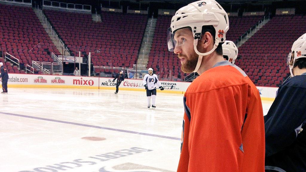 NHLFlyers's tweet photo. Practice has begun in Arizona, ahead of tomorrow night's matchup vs. the Coyotes. http://t.co/Xj9KcjbUwd