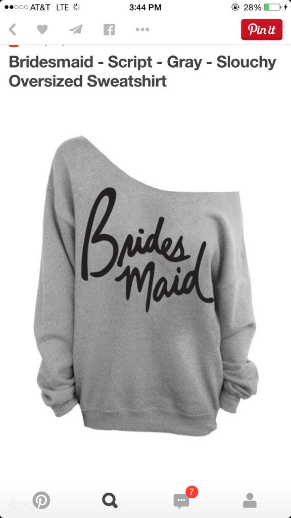 BMaidsAndBubbly's tweet photo. Look at this cute #bridesmaid gear!!!!! Can you imagine all your fave chicks in this adorable sweatshirt? http://t.co/BWK68KcGpd