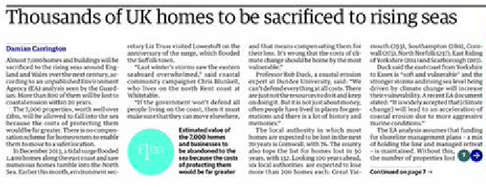 guyshrubsole's tweet photo. Guardian front page: Thousands of UK homes to be sacrificed to rising seas http://t.co/49n2qRv3XT via @suttonnick http://t.co/Kq4gmNhOaI