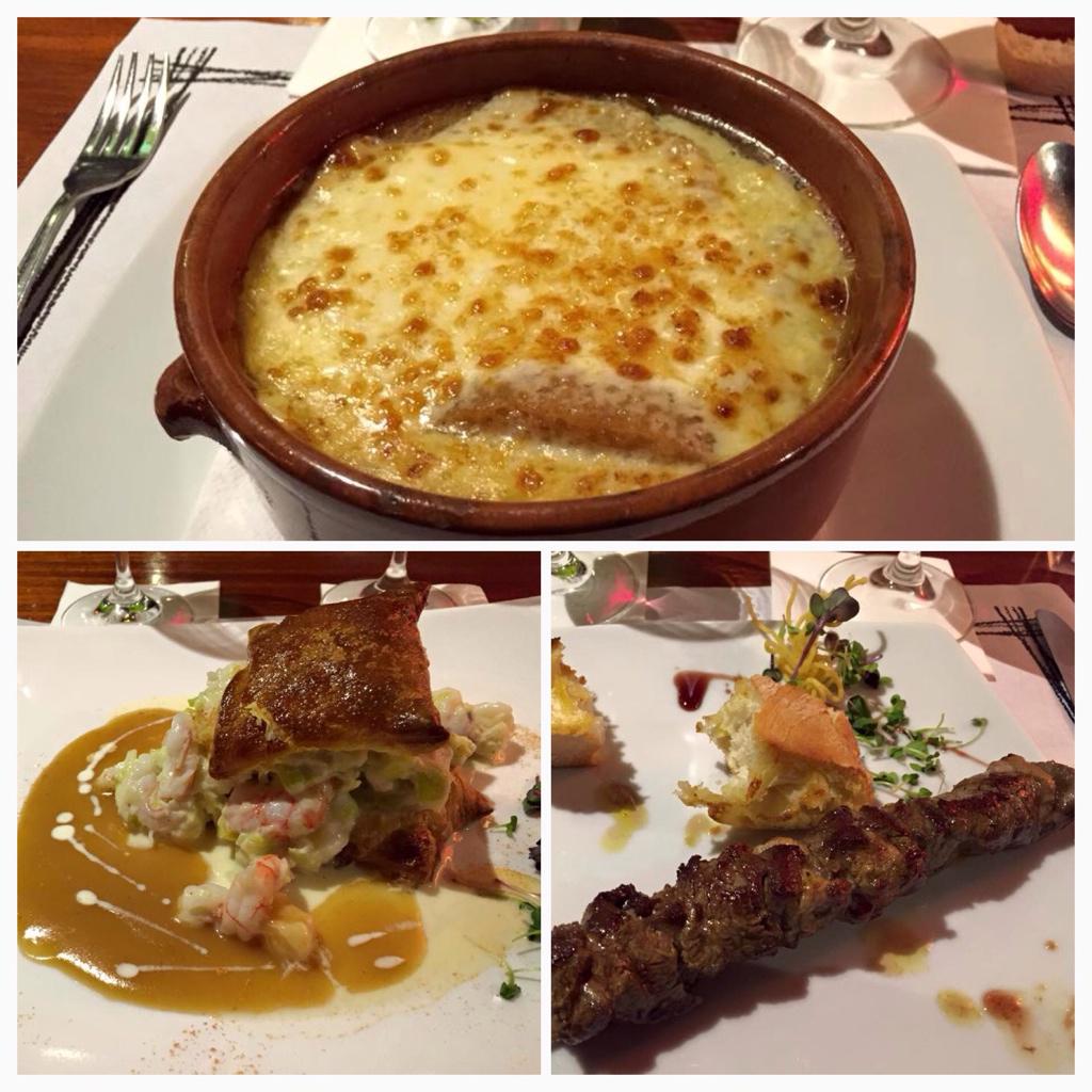 MarcTopChef's tweet photo. Mi deliciosa cena de hoy..sopa de cebolla, hojaldre de puerros, langostinos y brocheta de solomillo 🍴 http://t.co/rrjpAkxvcV