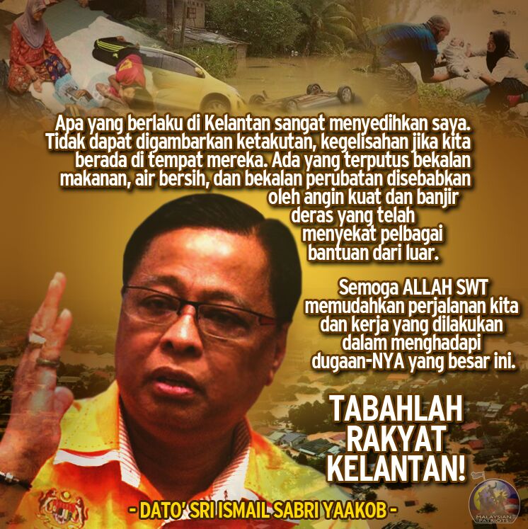 Apa yg berlaku di Kelantan menyedihkan sy. | <a href="/IsmailSabri60/">Ismail Sabri</a>  #BanjirPantaiTimur #Banjir2014 <a href="/Huan2U/">Parti Cinta Malaysia</a> <a href="/chikahmad1921/">chikahmad</a>