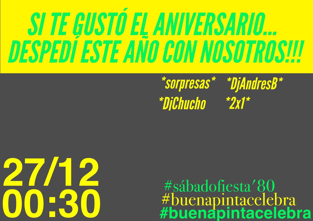 buenapintaclub's tweet photo. Te acordás de lo bien que lo pasaste en ntro primer aniversario. Ok, por todos ustedes despedimos el año al palo. http://t.co/XN6ySZHOBL