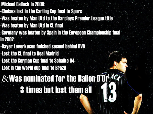 FootballFunnys's tweet photo. Michael Ballack, the unlucky 13 http://t.co/tyFLAYgayt