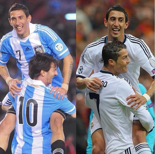 RemarksFootball's tweet photo. Angel Di Maria played with the best 
http://t.co/ywEVKzOTcN