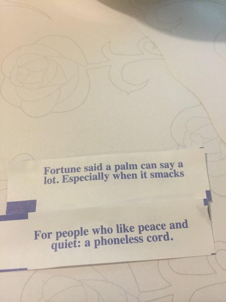 AaronMoy's tweet photo. Craziest fortunes I've ever seen. http://t.co/ItcSWYo1ME