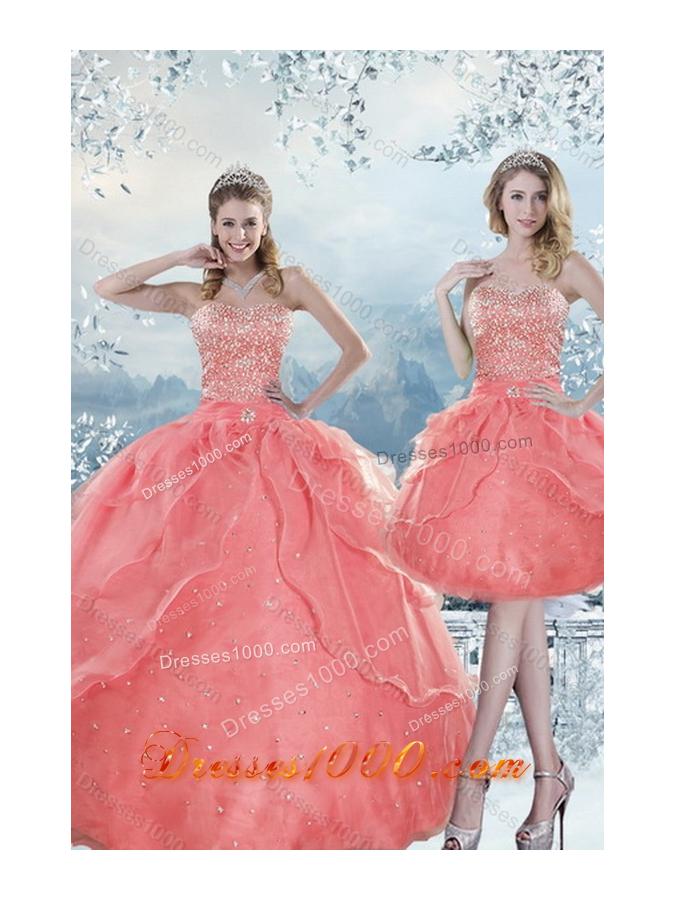 2015 New Style Beading Quinceanera Dresses in Watermelon 
 bit.ly/1BcSbba