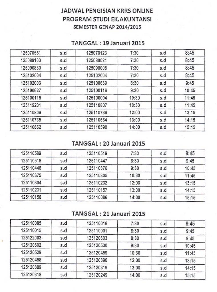 ImaktaUntar's tweet photo. Jadwal pengisian KRRS semester genap 2015. http://t.co/6hXYFr4To1