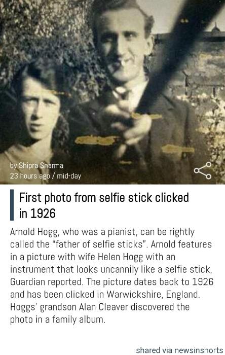 anunayarunav's tweet photo. First photo from selfie stick clicked in 1926
http://t.co/u5nmZioR0f 
 -via News in Shorts http://t.co/dn23MM7hml