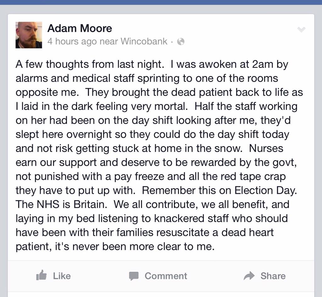 My facebook post appears to have gone viral... #SaveTheNHS #nhschristmas #nhswinter #sheffield