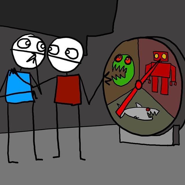 Otherbots's tweet image. #somanychoices #spinningwheel #redrobot #robot #monster #shark  #explodingdog by explodingdog_unofficial
