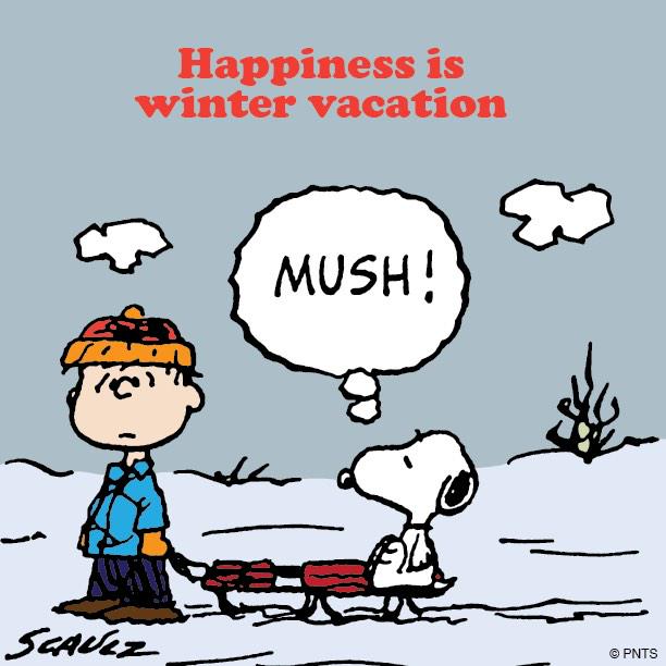 Snoopy's tweet photo. Happiness is winter vacation. ❄️ http://t.co/KYY8cCyZrL