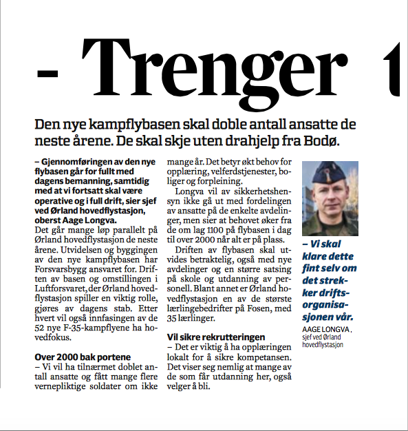kampflybase's tweet image. Aage Longva sier "uten hjelp fra Bodø" tror han må bite dette i seg. @Regjeringen @Forsvarsdep #kampflybase