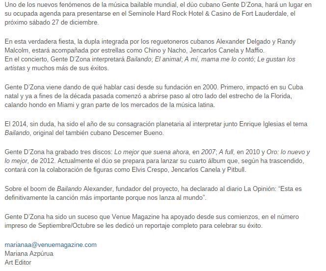 JenCanelaCol's tweet photo. Nota de la revista venue magazine sobre el concierto de @GdZOficial con @jencarlosmusic @Maffio @ChinoyNacho ... http://t.co/3dmdxXsNqH