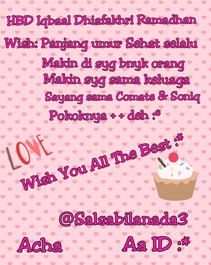 salsabilanada3's tweet photo. @iqbaale HBD Iqbaal :*
WYATB &amp; GBU :)
Soniq &amp; Comate always with you :)
#HBD15thIqbaalDhiafakhri http://t.co/Myox7UBlSw