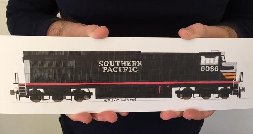 CustomTrains's tweet photo. I just drew a proposed @UnionPacific @generalelectric @GETRANSPORT #Tier4Loco Southern Pacific Heritage Unit http://t.co/KDgkaFBXS6
