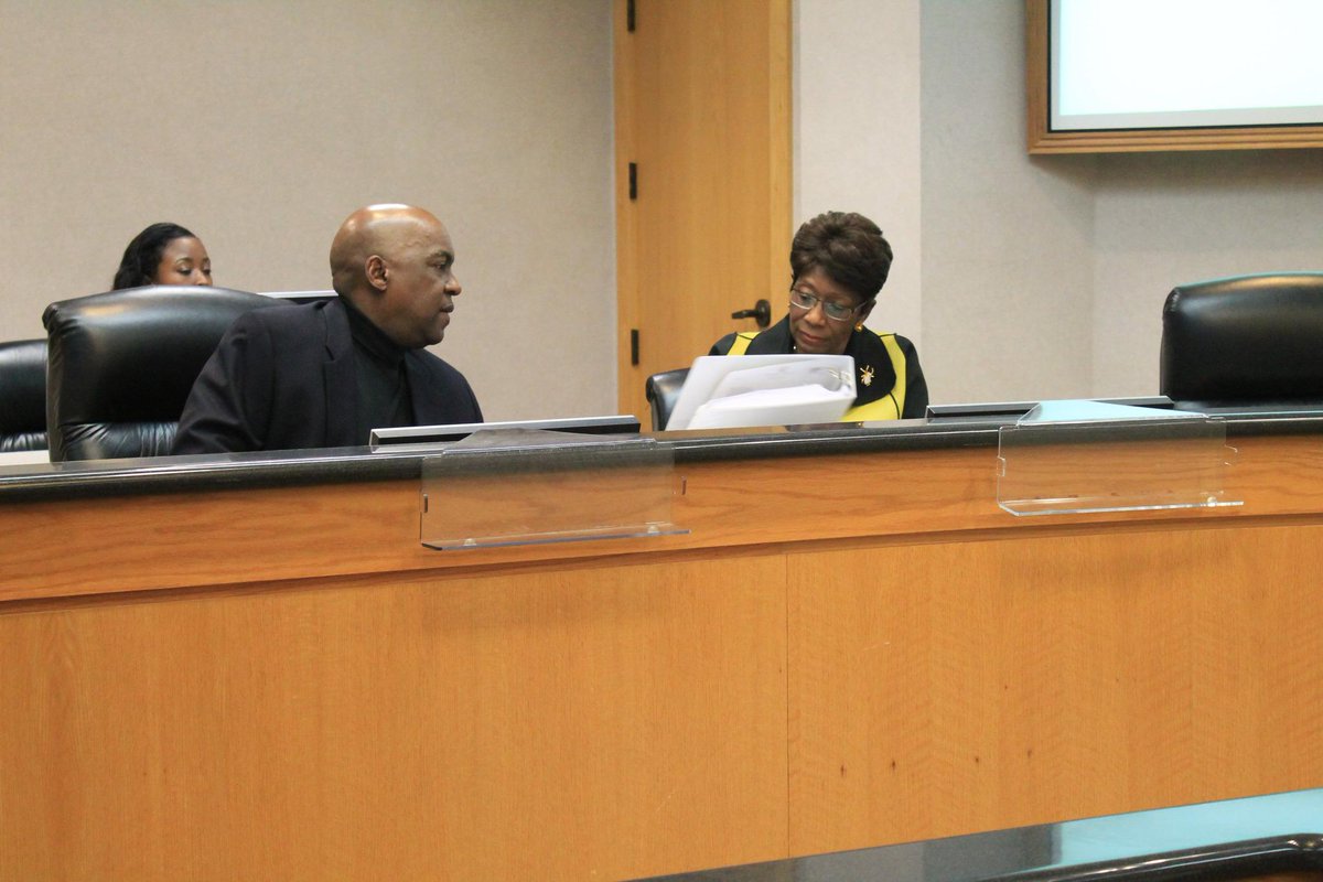 It's a new day at City Hall with <a href="/Ollie4Mayor/">Ollie Tyler Campaign</a> chatting with CAO Dale Sibley at her first council meeting as Mayor.