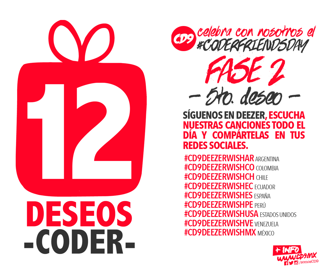 CD9's tweet image. ¡5to. deseo! Síguenos en @Deezer bit.ly/CD9Deezer, escucha y comparte nuestras canciones. #CD912Deseos