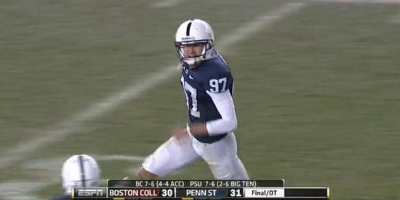 GMA's tweet image. After using Jeter&apos;s @Yankees Stadium locker, @penn_state&apos;s @sficken1 wins #PinstripeBowl w/walk-off kick. #RE97PECT