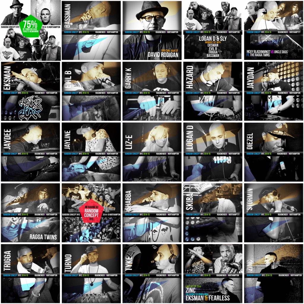 RANDOMCONCEPTUK's tweet photo. Just a selection of artists we have performing on NYE.. 

Quality can never be compromised http://t.co/baUlHj2DvH