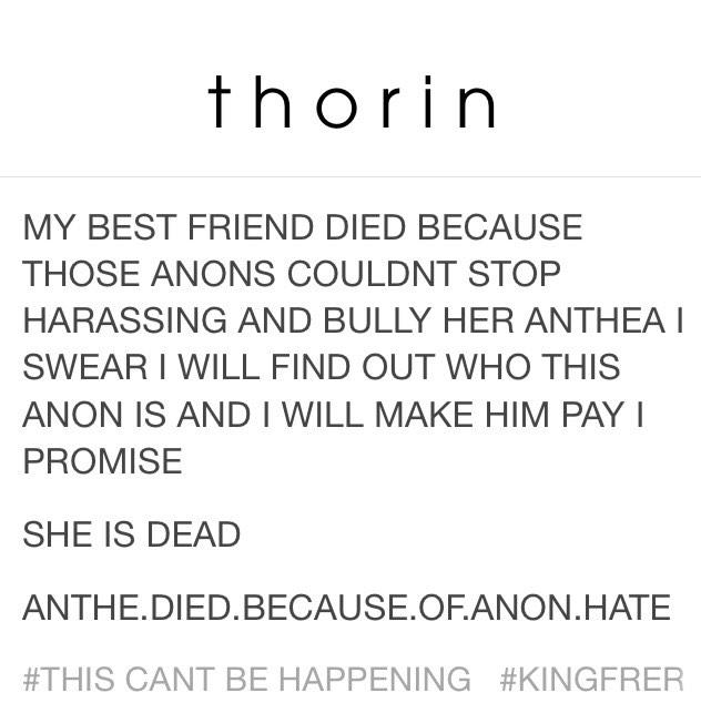 alexwincester's tweet image. This seriously needs to stop NOW. May this girl rest without haters. #SPNFamilyUnited #spnsupportfamily #StopAnonHate