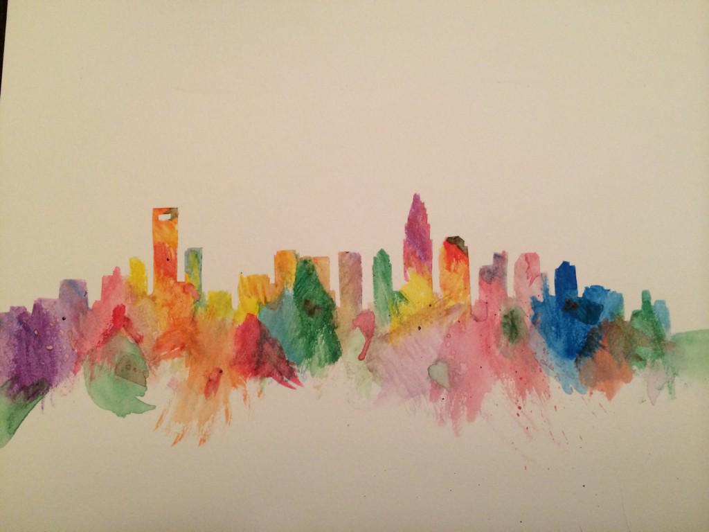 TylerMichaelRN's tweet photo. Charlotte skyline watercolor style. #howispendmysaturdaynights http://t.co/hDHqJpNuLa