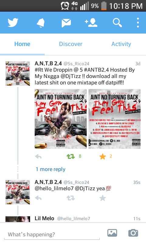 hello_lilmelo7's tweet photo. #Rt We Dropping @ 5 #ANTB2.4 Hosted By My Nxgga @DjTizz !! download all my latest shit on one mixtape off datpiff‼ http://t.co/4rX9cI03XX