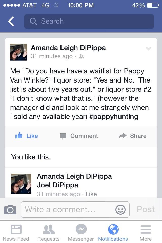 Joel_DiPippa's tweet photo. Well. @al_dipippa &amp; I engaged in some #pappyhunting this week. I'll let you know if it pays off in 5 years. http://t.co/RYgmoNnUV1