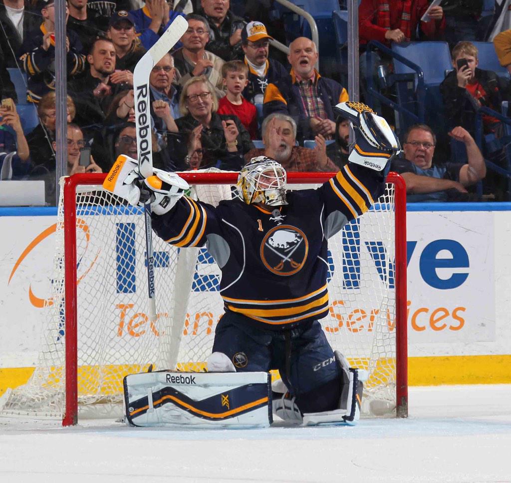 BuffaloSabres's tweet photo. #Sabres erase 3-0 deficit in 3rd for electrifying win at @FirstNiagaraCtr. RECAP: http://t.co/FKAg3vyQtK #NYIvsBUF http://t.co/C0BjFQ98AV